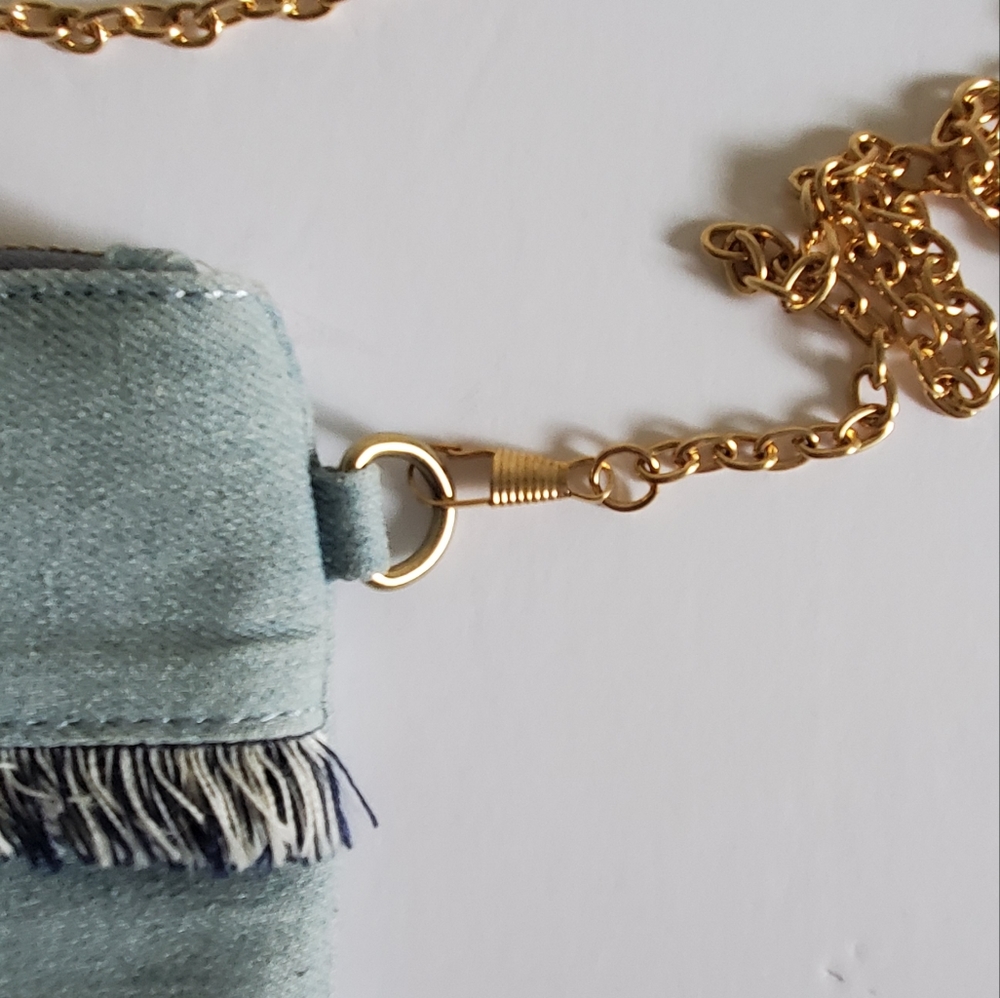Denim Clutch with Removable Chain - Picture 6 of 8